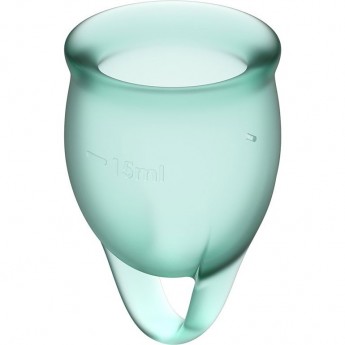 Набор менструальных чаш, 2шт SATISFYER FEEL CONFIDENT MENSTRUAL CUP DARK GREEN Набор менструальных чаш, 2шт SATISFYER FEEL CONFIDENT MENSTRUAL CUP DARK GREEN